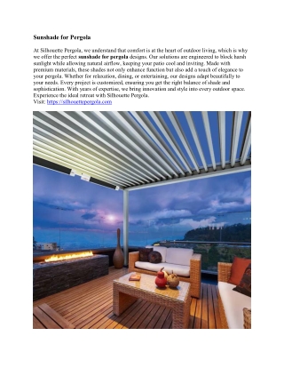 Sunshade for Pergola