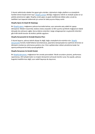 Shopify Uzmanı ile E-Ticarette Başarıya Ulaşın