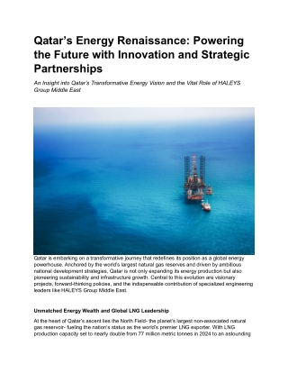 Qatar’s Energy Renaissance