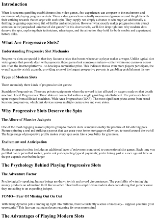 Why Progressive Slots Are Worth the Spin