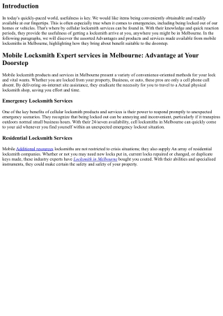 Cellular Locksmith Providers in Melbourne: Ease at Your Doorstep