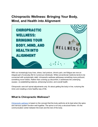 The Mind-Body Benefits of Chiropractic Care