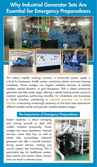 Why Industrial Generator Sets Are Essential for Emergency Preparedness