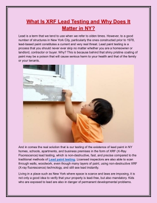 What Is XRF Lead Testing and Why Does It Matter in NY?