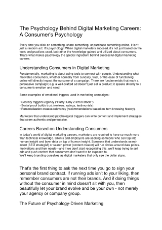 The Psychology Behind Digital Marketing Careers