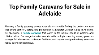 Top Family Caravans for Sale in Adelaide