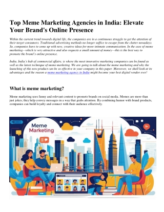 Top Meme Marketing Agencies in India Elevate Your Brand's Online Presence 2025