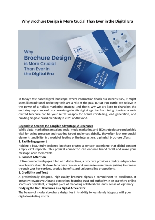Why Brochure Design is More Crucial Than Ever in the Digital Era
