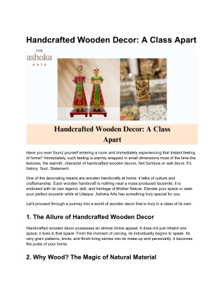 Handcrafted Wooden Decor A Class Apart