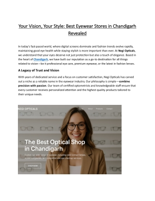 Your Vision, Your Style Best Eyewear Stores in Chandigarh Revealed