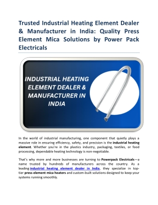 Trusted Industrial Heating Element Dealer & Manufacturer in India Quality Press Element Mica Solutions by Power Pack Ele