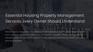 Essential Housing Property Management Services Every Owner Should Understand