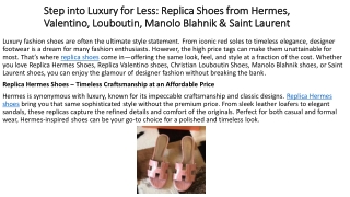 Step into Luxury for Less: Replica Shoes from Hermes, Valentino, Louboutin, Mano