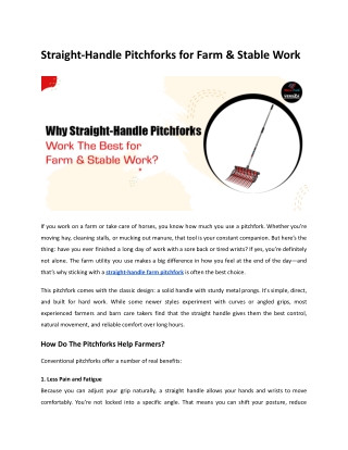 Why Straight-Handle Pitchforks Work The Best for Farm & Stable Work