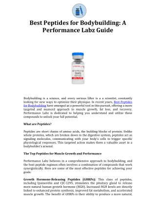 Best Peptides for Bodybuilding A Performance Labz Guide