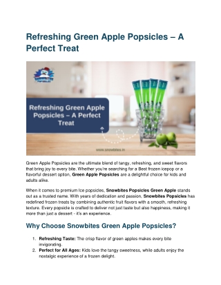 Refreshing Green Apple Popsicles – A Perfect Treat