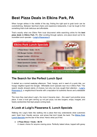 Best Pizza Deals in Elkins Park, PA