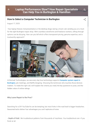 How to Select a Computer Technician in Burlington