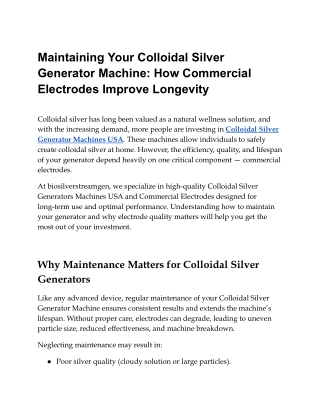Maintaining Your Colloidal Silver Generator Machine_ How Commercial Electrodes Improve Longevity
