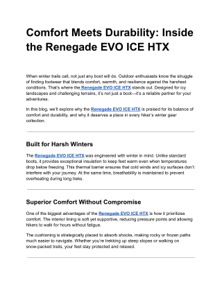 Comfort Meets Durability: Inside the Renegade EVO ICE HTX
