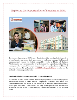 Exploring the Opportunities of Pursuing an MBA