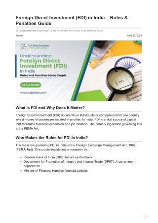 cajdshah.com-Foreign Direct Investment FDI in India  Rules  Penalties Guide