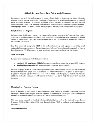 A Guide to Lung Cancer Care Pathways in Singapore