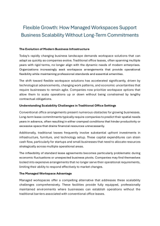Flexible Growth How Managed Workspaces Support Business Scalability Without Long-Term Commitments