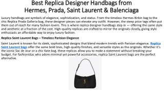 Best Replica Designer Handbags from Hermes, Prada, Saint Laurent & Balenciaga