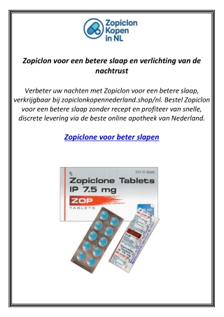 Zopiclon voor een betere slaap en verlichting van de nachtrust