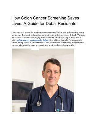 How Colon Cancer Screening Saves Lives_ A Guide for Dubai Residents