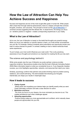 How the Law of Attraction Can Help You Achieve Success and Happiness