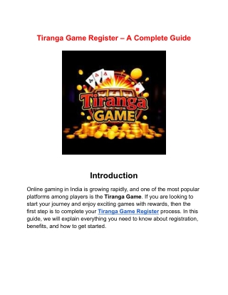 Tiranga Game Register – A Complete Guide