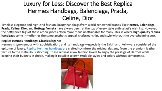 Luxury for Less Discover the Best Replica Hermes Handbags, Balenciaga, Prada, Celine, Dior
