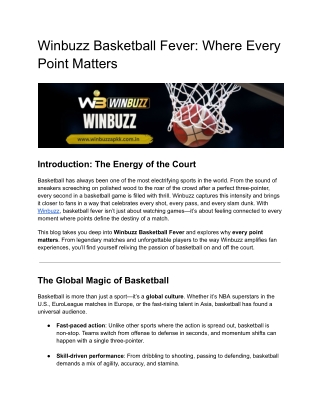 Winbuzz Basketball Fever: Where Every Point Matters