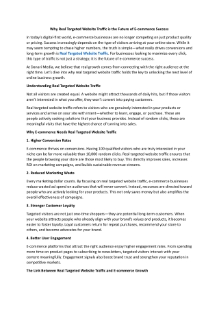 Why Real Targeted Website Traffic is the Future of E-commerce Success
