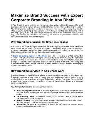 Maximize Brand Success with Expert Corporate Branding in Abu Dhabi