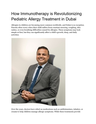 How Immunotherapy is Revolutionizing Pediatric Allergy Treatment in Dubai