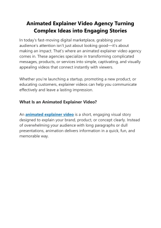 Animated Explainer Video Agency Turning Complex Ideas into Engaging