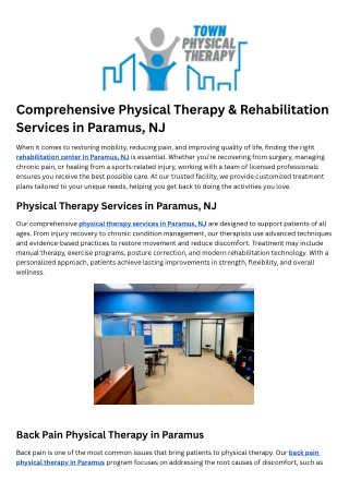Back Pain Physical Therapy Paramus