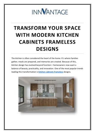 Transform Your Space with Modern Kitchen Cabinets Frameless Designs