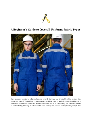 A Beginner’s Guide to Coverall Uniforms Fabric Types