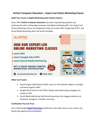 Digital Marketing Course with Certification | Perfect Computer Education