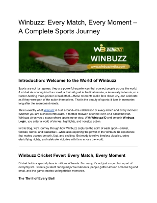 Winbuzz: Every Match, Every Moment – A Complete Sports Journey