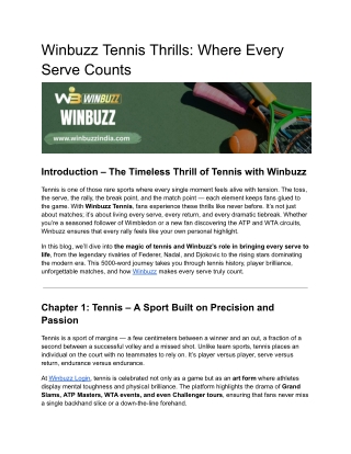 Winbuzz Tennis Thrills: Where Every Serve Counts