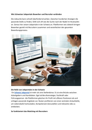 Wie Schweizer Jobportale Bewerber und Recruiter verbinden