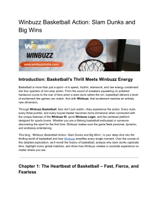 Winbuzz Basketball Action: Slam Dunks and Big Wins