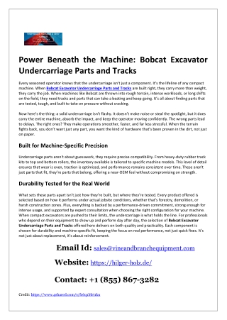 Bobcat Excavator Under Carriage Parts And Tracks