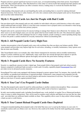Debunking Myths About Prepaid Cards Like SecureSpend Cards