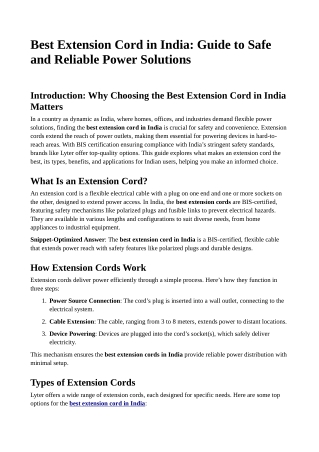 Best Extension Cord in India: Guide to Safe and Reliable Power Solutions